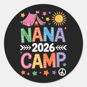 Adesivo Redondo Acampamento da Vovó 2026 Férias de Família Verão E