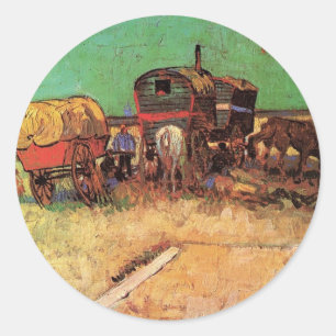Adesivo Redondo Acampamento de Ciganos com Caravanas, Van Gogh
