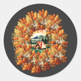 Adesivo Redondo Acampamento de outono: Uma Escape Cozy para a Natu