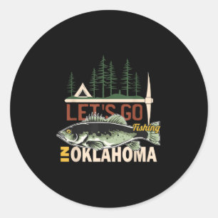 Adesivo Redondo Acampamento de Pesca em Oklahoma - Nature Oklahoma