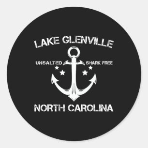 Adesivo Redondo Acampamento de pesca engraçado no lago Glenville C