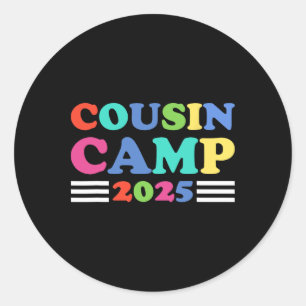 Adesivo Redondo Acampamento de Primos 2025 Família de Camping de V