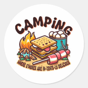 Adesivo Redondo acampamento de smores