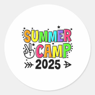 Adesivo Redondo Acampamento de Verão 2025 Acampamento Fogueira Fér