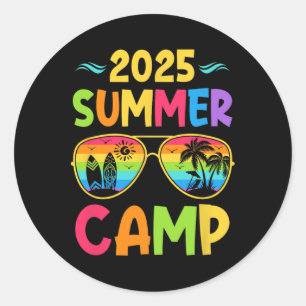 Adesivo Redondo Acampamento de Verão 2025 Férias de Verão 2025 Fam