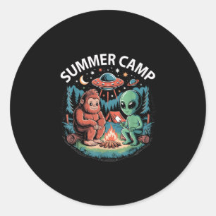 Adesivo Redondo Acampamento de verão infantil alienígena ufo diret
