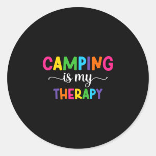Adesivo Redondo Acampamento é minha terapia acampamento feminino c