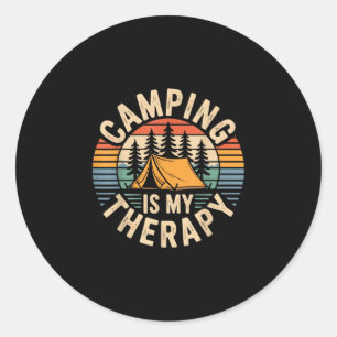 Adesivo Redondo Acampamento é minha terapia divertido acampador