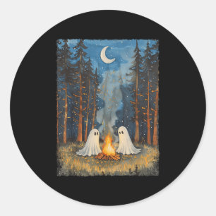 Adesivo Redondo Acampamento Fantasma Vintage Amante de Acampamento