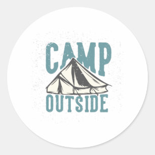 Adesivo Redondo acampamento fora com tenda de acampamento