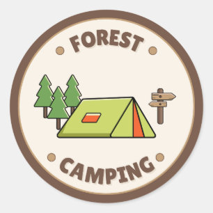 Adesivo Redondo Acampamento Moderno   aventura ao ar livre   avent