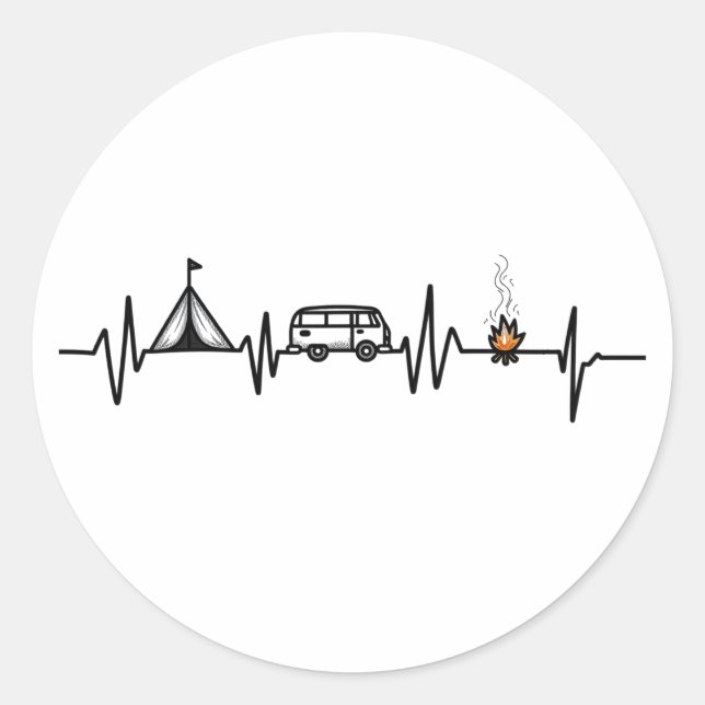 Adesivo Redondo Acampamento no Exterior do Pulso Cardíaco (Frente)