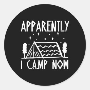 Adesivo Redondo Acampamento Retro ao Ar Livre Batida do Coração da