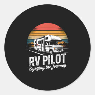 Adesivo Redondo Acampamento RV piloto de RV desfrutando da viagem 