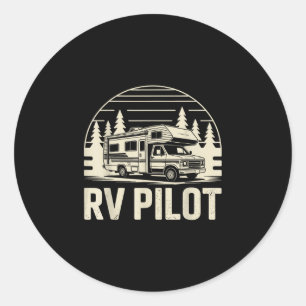 Adesivo Redondo Acampamento RV trailer piloto viagem de aventura 