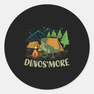 Adesivo Redondo Acampamento Smore Dinossaur Lover Engraçado Dinoss