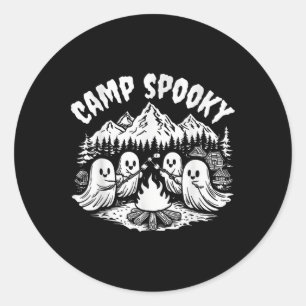 Adesivo Redondo Acampamento Spooky Summerentre o Fantasma Cute do