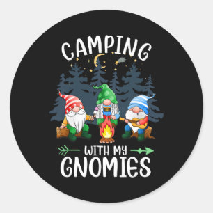 Adesivo Redondo Acampando Com Meus Gnomos Divertidos Acampamento G
