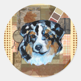 ADESIVO REDONDO AÇÃO DE GRAÇAS AUSTRALIAN SHEPHERD