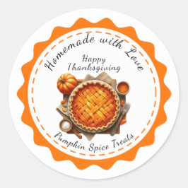 Adesivo Redondo Ação de Graças Canadá | Delícia de Torta de Abóbor