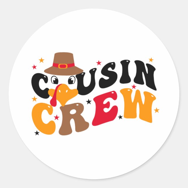 Adesivo Redondo Ação de Graças de Cousin Crew (Frente)