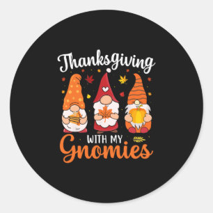 Adesivo Redondo Ação de Graças Divertida Com Meus Gnomies Gnome Fo