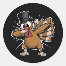Adesivo Redondo Ação de Graças Engraçado Dabbing Turkey Cai