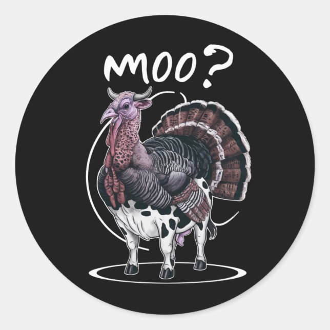 Adesivo Redondo Ação de Graças Engraçado Turquia Vaca Queda (Frente)