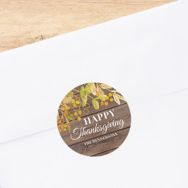 Adesivo Redondo Ação de Graças Rustic Happy