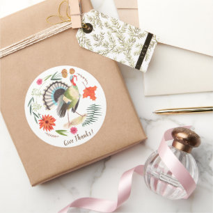 Adesivo Redondo Ação de Graças RusticTurkey