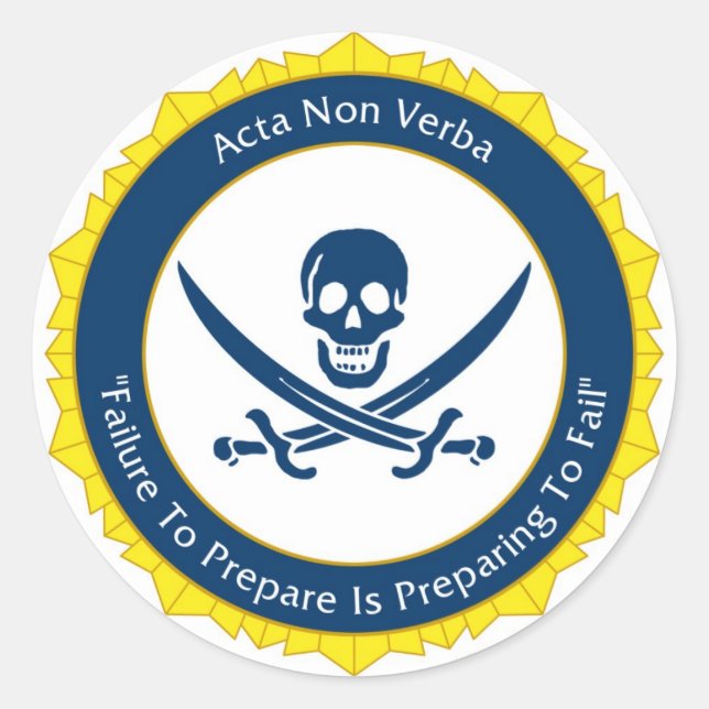Adesivo Redondo Ação Não Palavras - Latim - Acta Non Verba (Frente)
