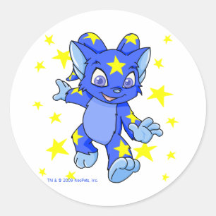 Adesivo Redondo Acara estrelado Excited com explosão da estrela