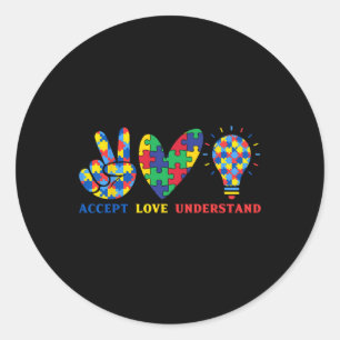Adesivo Redondo Accept Love Entender Colorful Quebra-cabeça Piece