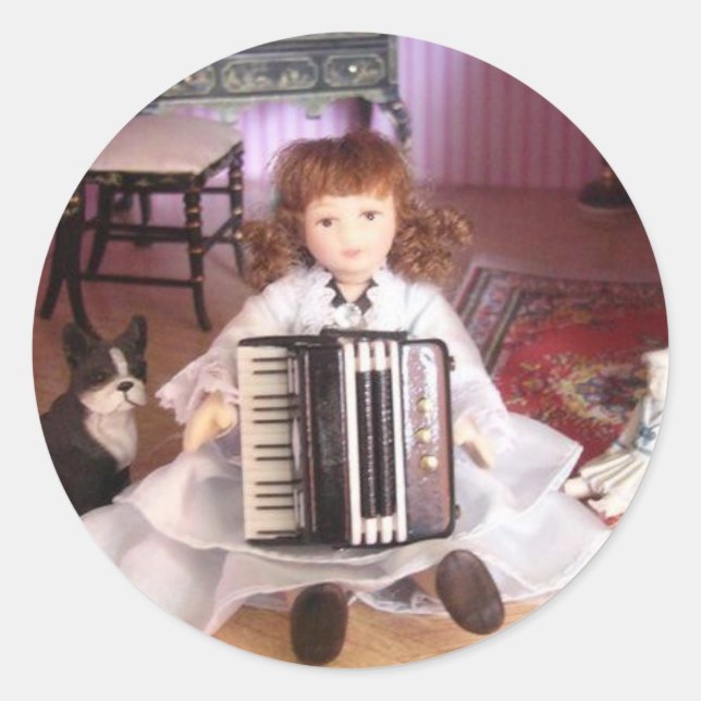 ADESIVO REDONDO ACCORDION GIRL (Frente)
