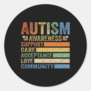 Adesivo Redondo Aceitação Apoio Cuidado Conscientização Autismo Pa