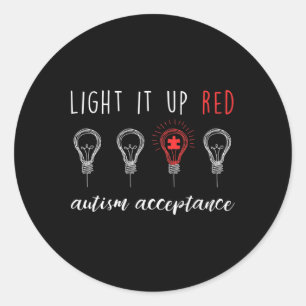 Adesivo Redondo Aceitação Autismo Acende Vermelho #reditar
