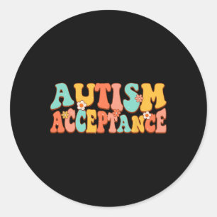 Adesivo Redondo Aceitação Conscientização Autismo Groovy Retro Esp