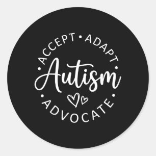Adesivo Redondo Aceitação do Autismo Adaptar Advogar Apoiar Homens