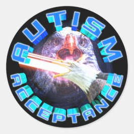 Adesivo Redondo Aceitação do Autismo Águia Espacial Laser Maxing I