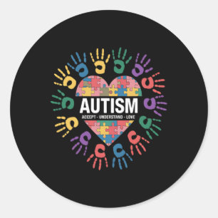 Adesivo Redondo Aceitação E Amor Adotam Consciência Do Autismo