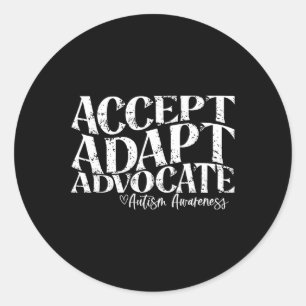 Adesivo Redondo Aceitar a Consciência do Autismo do Advogado Adapt