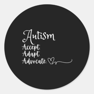 Adesivo Redondo Aceitar Adaptar Defender Apoio ao Autismo Engraçad