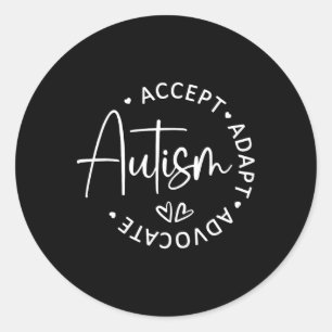 Adesivo Redondo Aceitar Adaptar Defender Consciência do Autismo Se