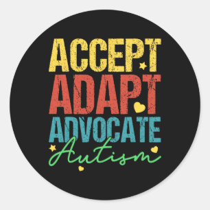Adesivo Redondo Aceitar Adaptar o Advocate Autismo Homens Meses de