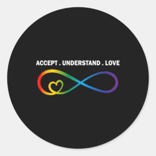 Adesivo Redondo Aceitar Compreender Aut. Infinity Neurodiversity