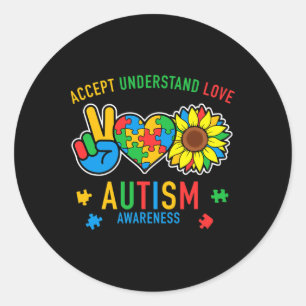 Adesivo Redondo Aceitar Entender Amar Conscientização do Autismo G