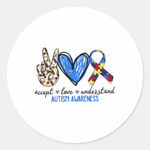 Adesivo Redondo Aceitar o amor Compreender a Consciência do Autism