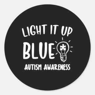 Adesivo Redondo Acenda-O Autismo Azul Eu Visto Azul Para A Consciê