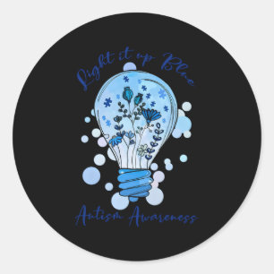 Adesivo Redondo Acenda-O Autismo Azul Eu Visto Azul Para A Consciê