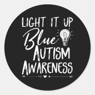 Adesivo Redondo Acenda-O Autismo Azul Eu Visto Azul Para Autismo A